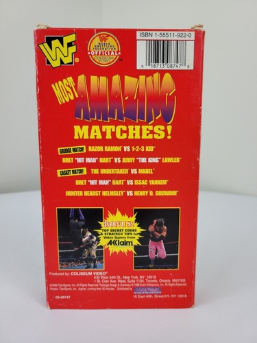 WWF Most Amazing Matches WWE Wrestling VHS 1996 Razor Ramon Bret Hart Undertaker - Picture 4 of 9