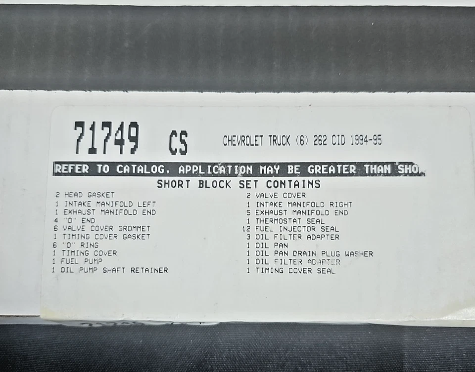 Juego de bloques cortos de juntas Detroit 71749 CS V6 262 1994-95 CN2948A Foto 2 de 4