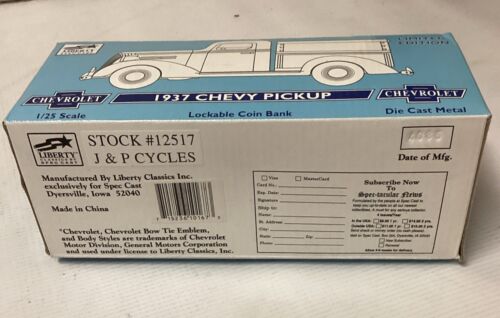 1937 Chevy Pickup J & P Cycles 15th Anniversary Limited Edition Bank - Picture 8 of 8