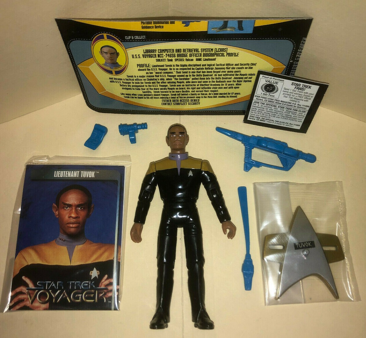 Star Trek Voyager Tuvok figure black vulcan alien janeway crew Tim