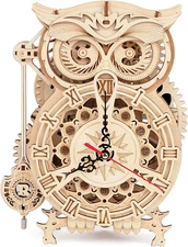 ROKR 3D Wooden Puzzles for Adults Owl Clock - Mechanical Model Building Kit DIY