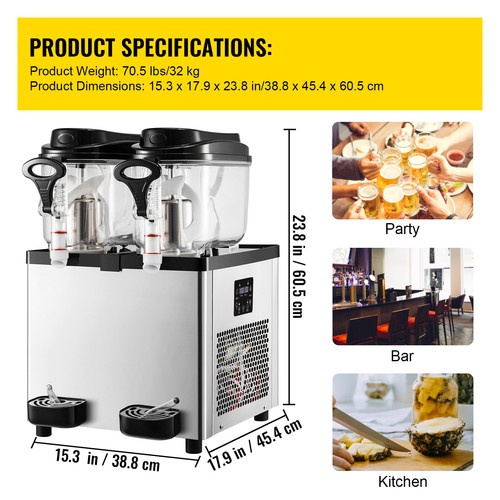 Commercial Slush Machine 6L x2 Frozen Drink Slushy Machine Smoothie Frozen Maker - Picture 7 of 11