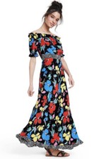 NEW! RIXO for Target •2• Black Floral Off the Shoulder Puff Sleeve Dress Maxi