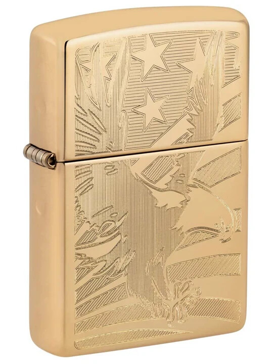 Зажигалка Zippo 0045, Flying Eagle-Флаг Америки, Латунная с блестящим покрытием, НОВАЯ