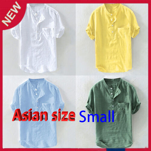 Mens Short Sleeve Button Shirts Summer Casual Loose Pockets T Shirt ...