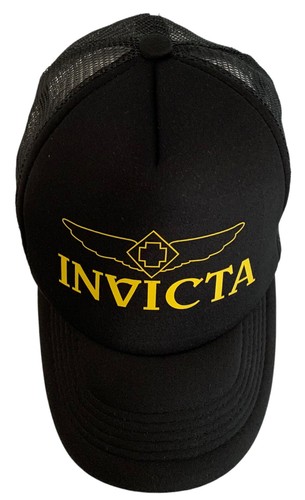 Invicta Mens Watch Trucker Hat Cap Black Mesh Snapback - Picture 6 of 8