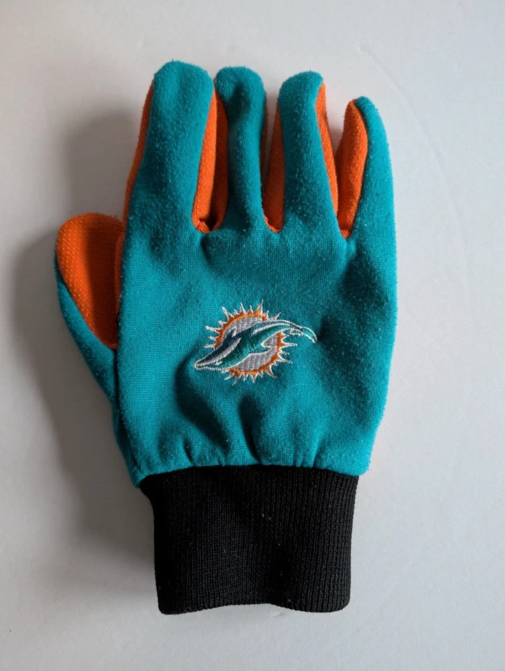 Guantes utilitarios deportivos con logotipo del equipo Miami Dolphins talla juvenil Foto 3 de 4