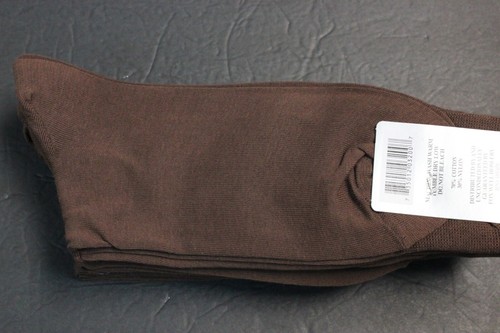 6 PAIRS MEN'S DRESS SOCKS SIZE 10-13 shoe 8-12 COTTON Solid Brown CREW - Picture 7 of 8