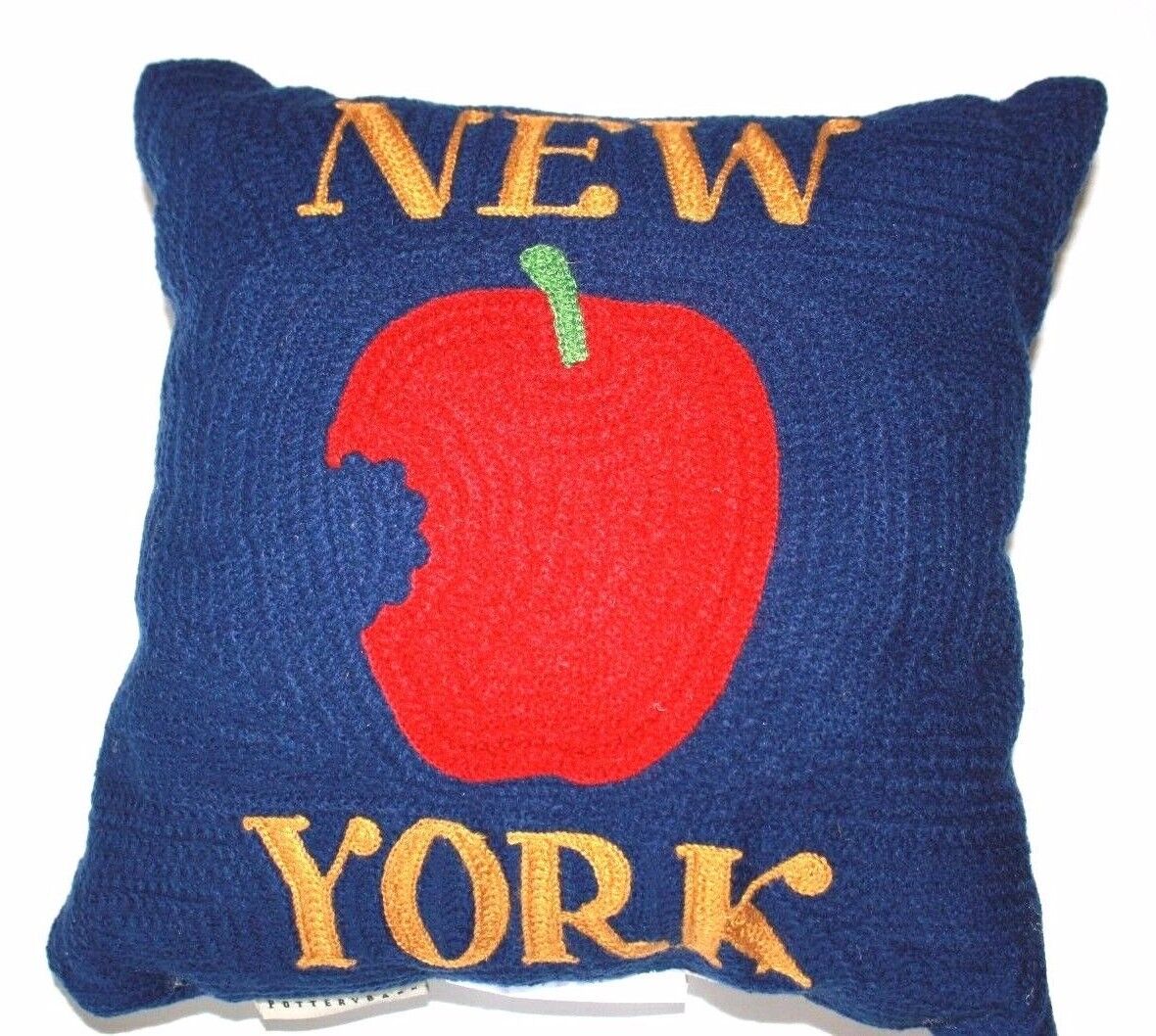 Pottery Barn New York City Pillow Crewel Embroidered 12 Big Apple  Discontinued