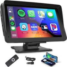 7" Portable Wireless Apple Carplay Car Stereo Android Auto BT Touch Screen Radio