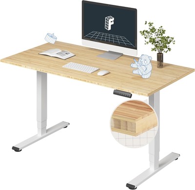 FLEXISPOT E6 Essential Bamboo 3 Stages Dual Motor 55x28 Inch Electric Height Adj