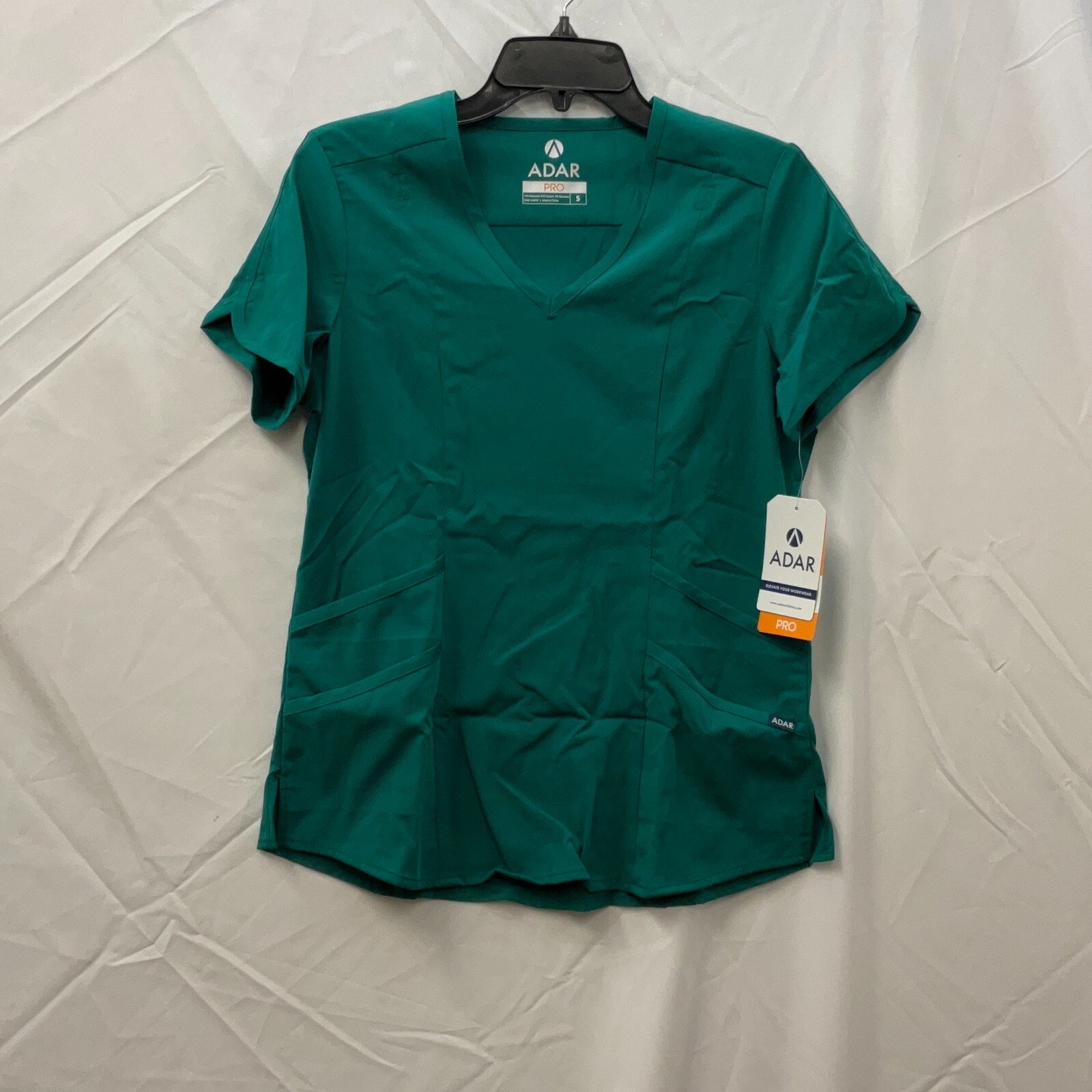 Adar Pro Scrub Top Womens Size S Hunter Green Tailored Fit Short Sleeve