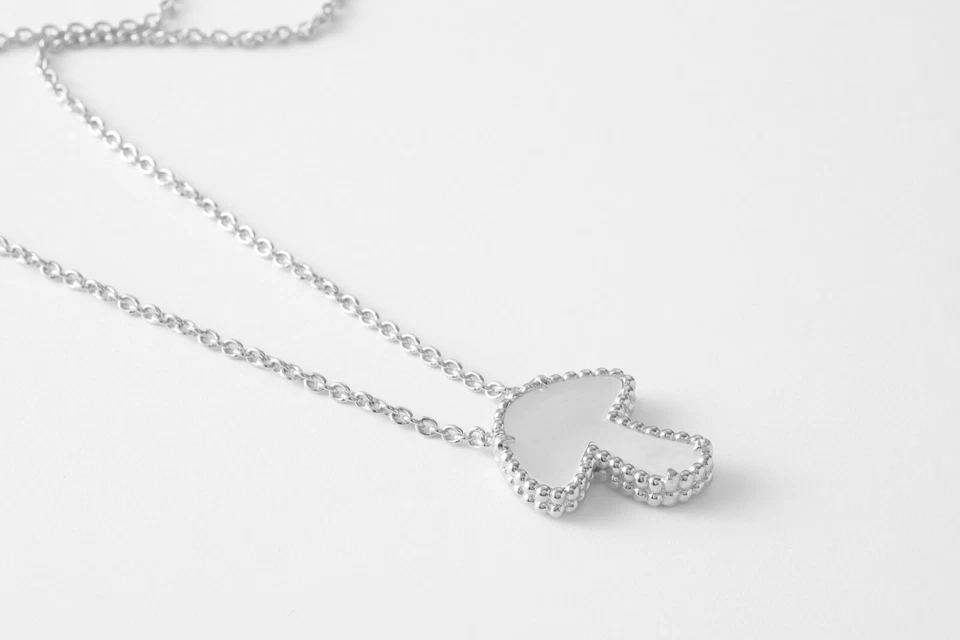 COLLAR SETAS MADREPERLA RODIO PLATA ESTERLINA ORO BLANCO NUEVO Foto 3 de 4