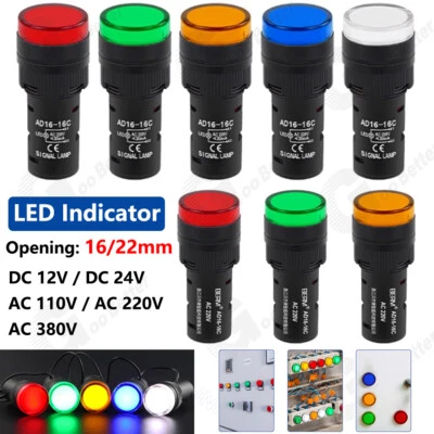 16/22mm Kontrollleuchte LED Warnleuchte Panelmontage 12V 24V 220V 380V - Bild 1 von 4