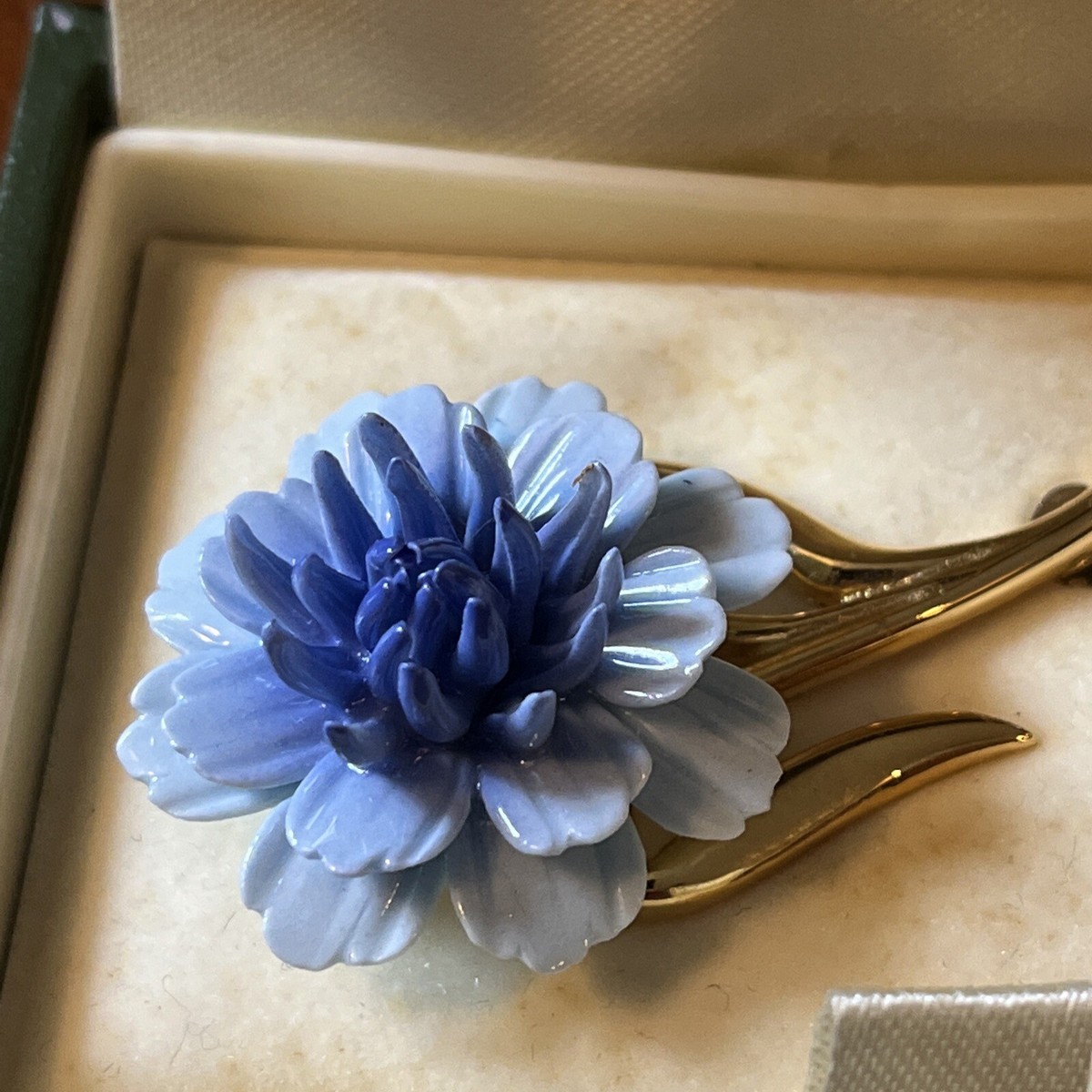 Harrods - Harrods シフォン リボン ブラウス Vintage Harrods Fine Bone China Hand Painted Blue Flower 22k