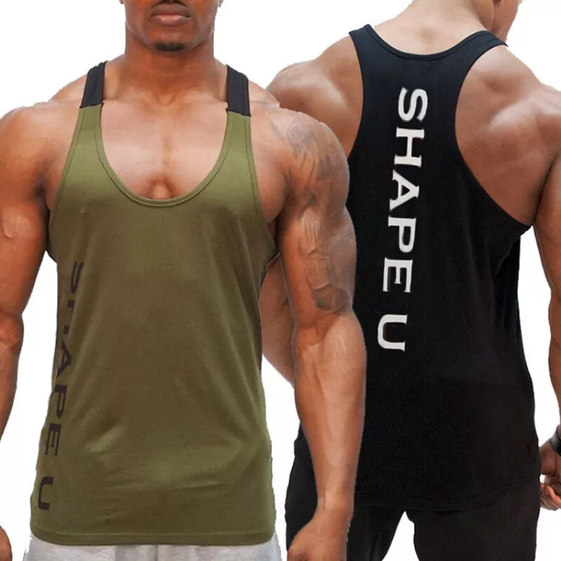 Men Muscle Tank Vest Summer Sports Fitness Gym Sleeveless Top T-shirt Tee