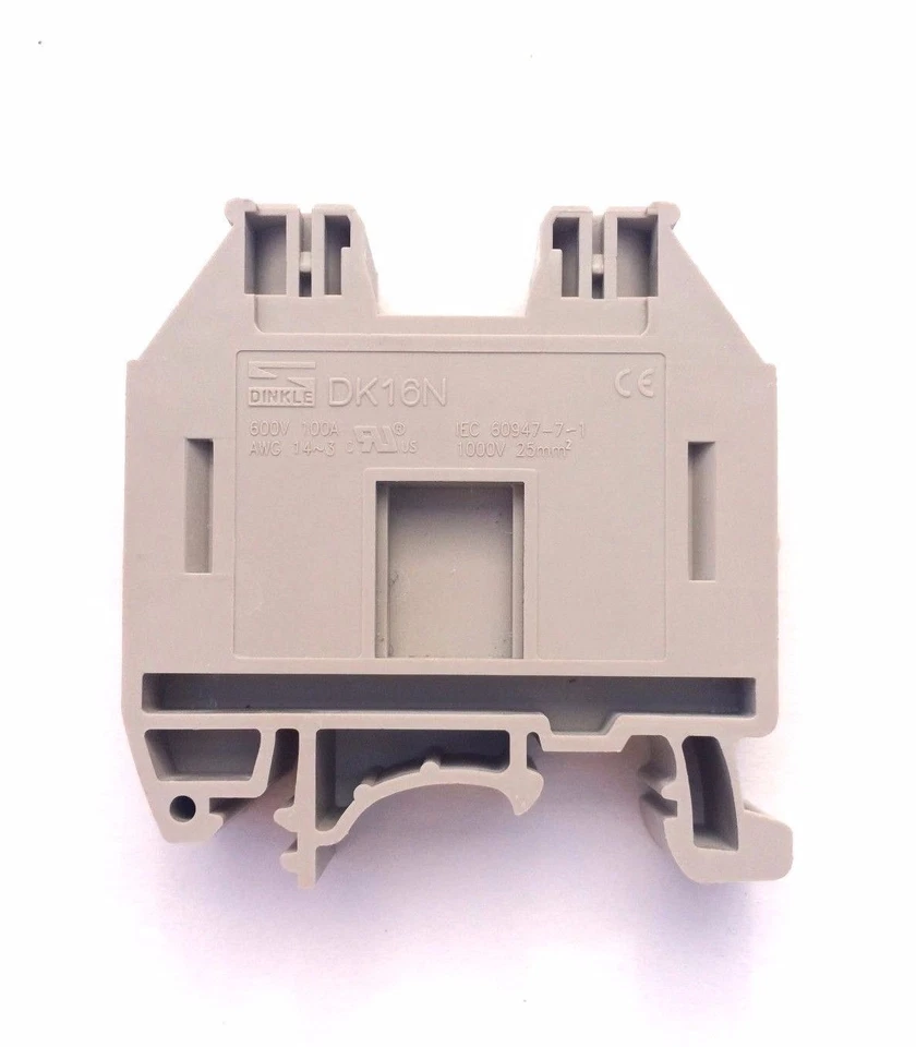 DIN Rail Terminal Blocks 10 Quantity DK16N Dinkle 3 AWG Gauge 100A 600V UL - Image 2 of 3