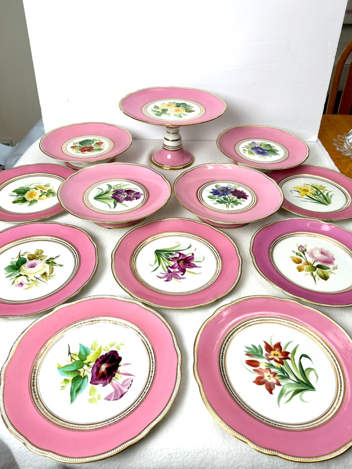 12 Piece Dessert Set 5 Pedestal Cake Plates 7 Regular Plates Tea Party