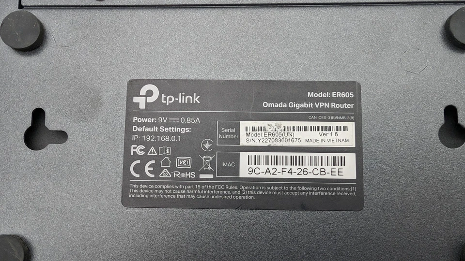 TP-Link Omada 5-Port Gigabit VPN Router ER605 *NO POWER SUPPLY INCLUDED - Image 3 of 3