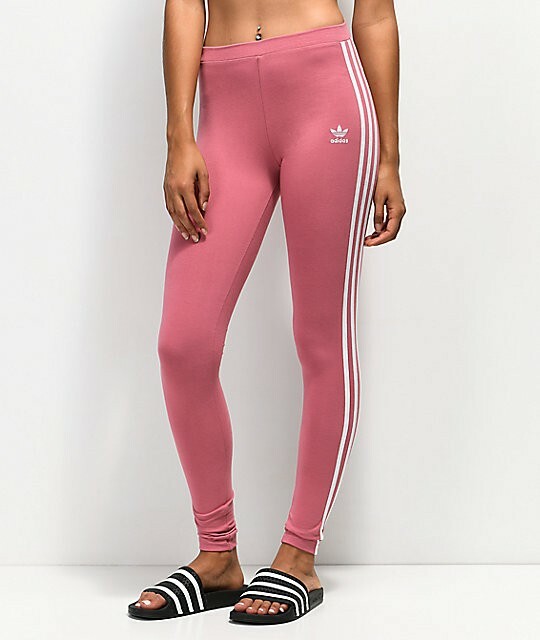 Adidas pink 3 stripes leggings size M workout pants 93%cotton 7%elastane Appr | eBay