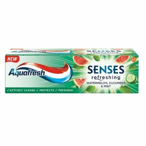 Aquafresh Toothpaste Watermelon Senses Refreshing Cucumber Mint Fluoride Protect - Image 2 of 3