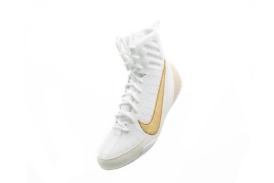MENS BOXING BOOTS NIKE MACHOMAI 3 RING SHOES HF7333-100 WHITE/GOLD