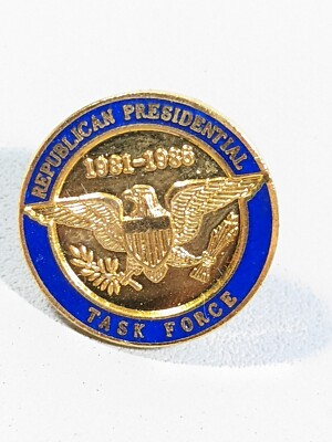 #ad Vintage 1981 1986 Republican Presidential Task Force Round Pin $5.99