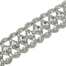 NEW- Silver Rhinestone Choker Necklace Victorian Bohemian Fashion Jewelry