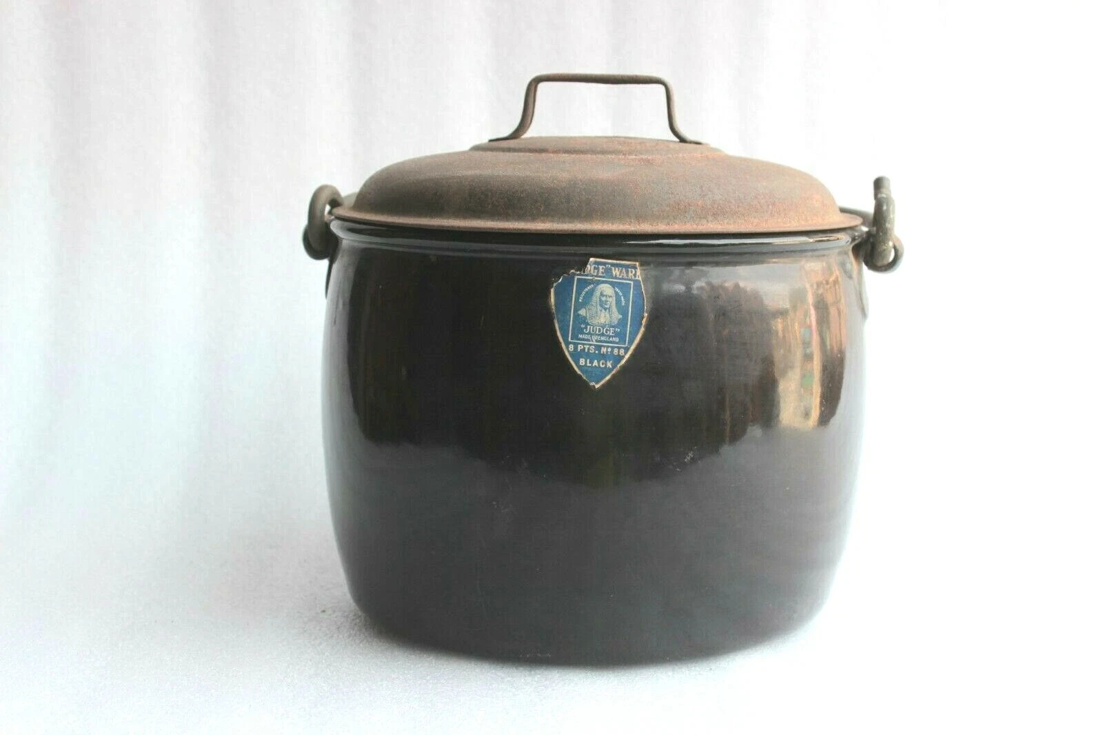 Vintage Iron Enamel Pot Made In England Home Garden Decor Enamelware
