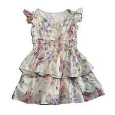 GAP x LoveShackFancy Dress Floral Smocked Tiered Girl's Size Small Cream