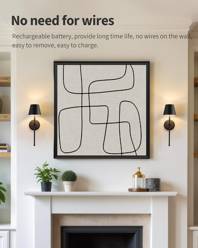 Appliques Murales Sans Fil Lot de 2, Petite Batterie Rechargeable Sans Fil 5200Mah LED - Photo 8 sur 19