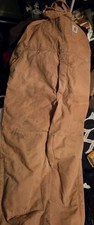 Carhartt Double Knee Lined Bib Overalls Tan Color stains 