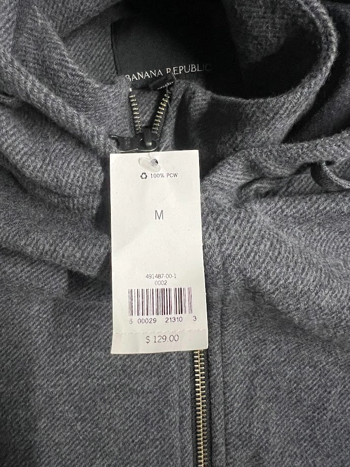 Banana Republic Men’s Gray Zip Up Hoodie Sweatshirt Jacket Size Medium - Image 2 of 4