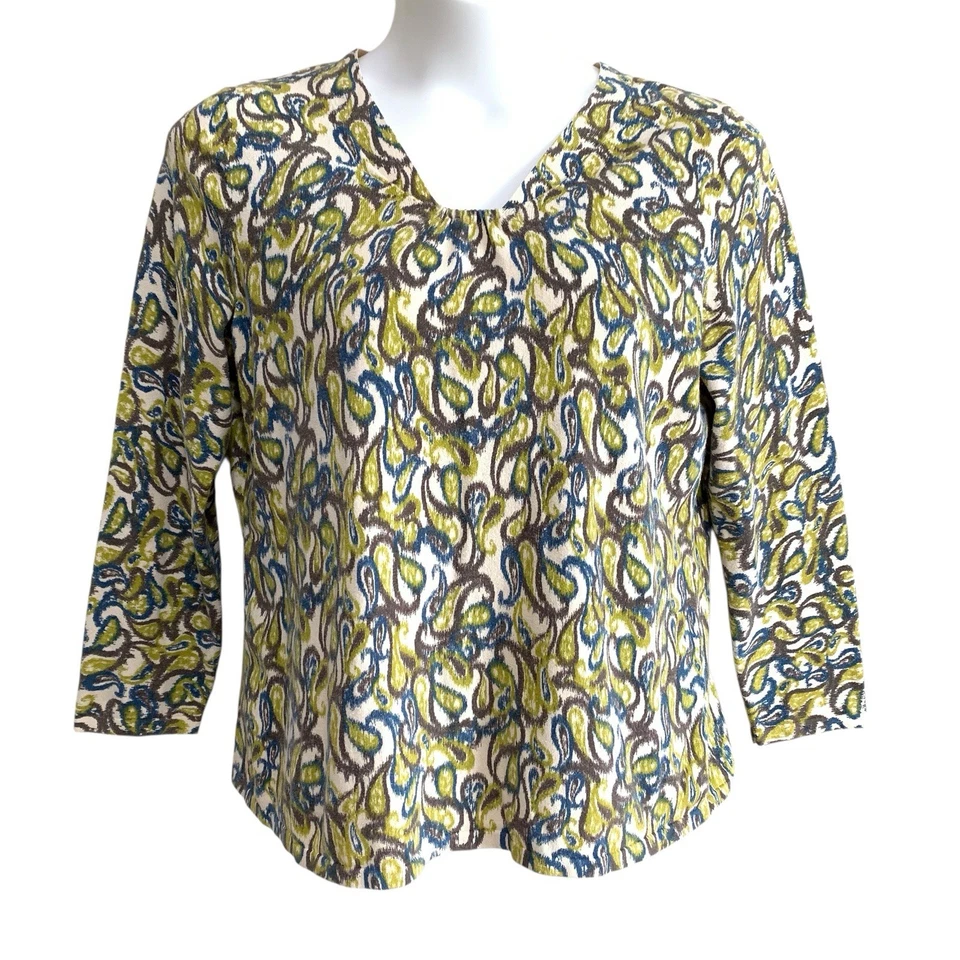 J. Jill Sweater Top Womens Size 2X Multicolor Paisley Long Sleeve Knit Stretch - Image 2 of 4