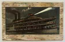 Hendrick Hudson Hudson River Steamboat Night Scene New York Vintage Postcard