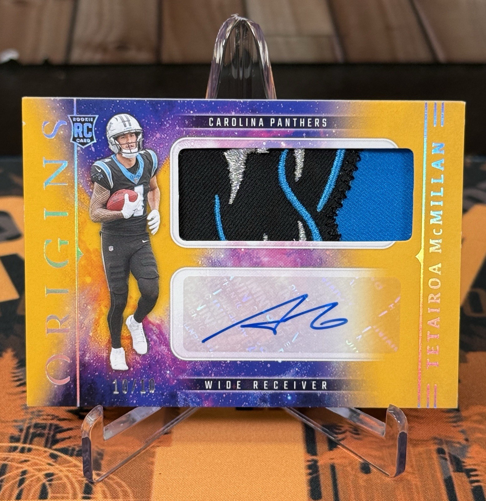 Tetairoa McMillan 2025 Origins Rookie Jumbo Jersey Auto Gold /10 #RJJ-TMN RPA