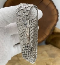 14K White Gold 9.47ct VVS Round Lab Grown Diamond Honeycomb Mens Luxury Bracelet