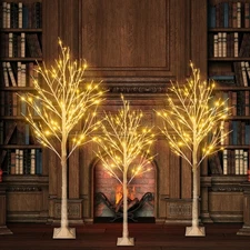 Christmas Tree In/Outdoor 4FT Lighted Birch Tree Party Holiday Wedding Decor