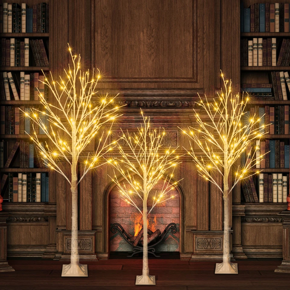 Christmas Tree In/Outdoor 4FT Lighted Birch Tree Party Holiday Wedding Decor