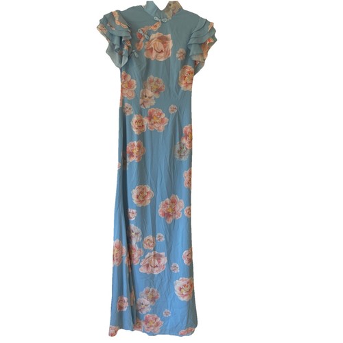 Revolve Sau Lee maxi Dress Sylvie bue pink flowers size US8 NWT $495 msrp - Picture 4 of 9