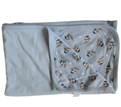 NEW Gymboree Vintage Blanket Skiing Bear Boy Blue Reversible Cotton NWT 2000