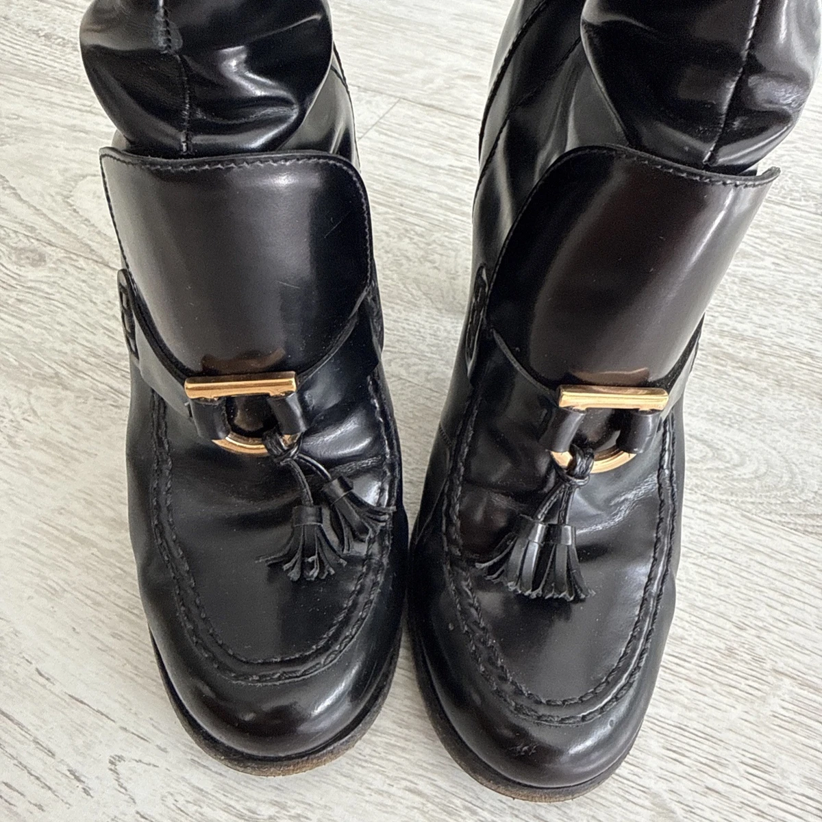 Hi Top Salvatore Ferragamo Leather Boots Knee high boot with Hug buckle detail - Women | Ferragamo main image 3