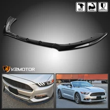 Fits 2015-2017 Ford Mustang Glossy Black Front Bumper Lip Spolier Splitter 3PC