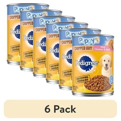 Wet Puppy Food Lamb Rice Chopped Ground Dinner with Chicken Beef 6 Pack 12 Cans