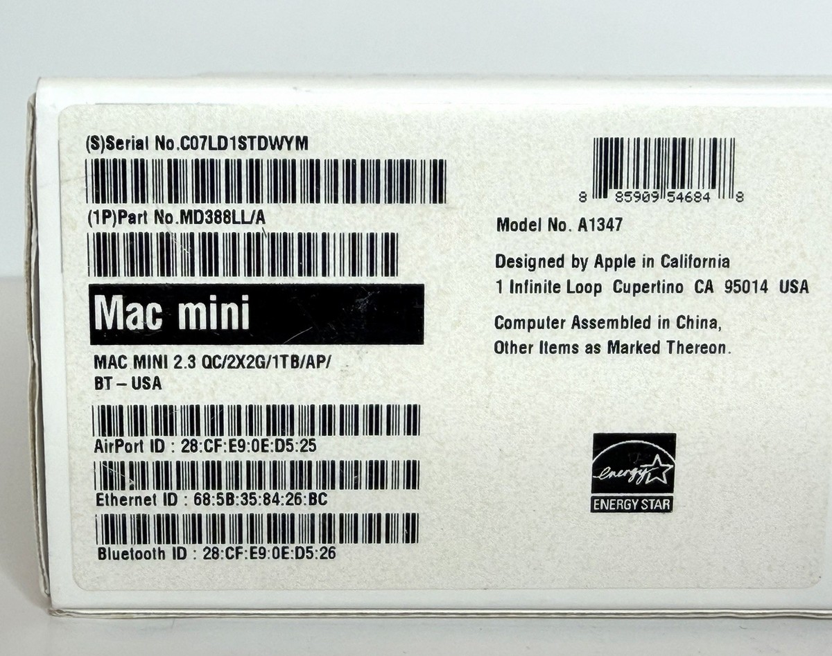 Apple Mac Mini 2012 i7 2.3GHz Quad 4GB RAM & 1TB HD | A1347 w