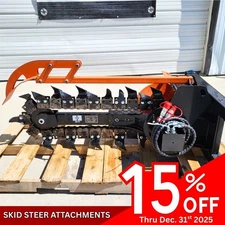 GIYI Hydraulic Trencher Skid Steer Attachment Ditch Witch Bobcat Cat