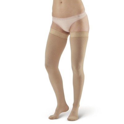 Ames Walker 292 Luxury Opaque Thigh Highs w/Dot Band 20-30 mmHg