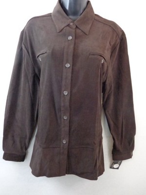 First Option Blouse Women's Long Sleeve Button Down Faux Suede New With Tags