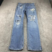 Levis 514 Straight Jeans Mens 30x32 Blue Medium Wash Mid Rise Denim Distressed