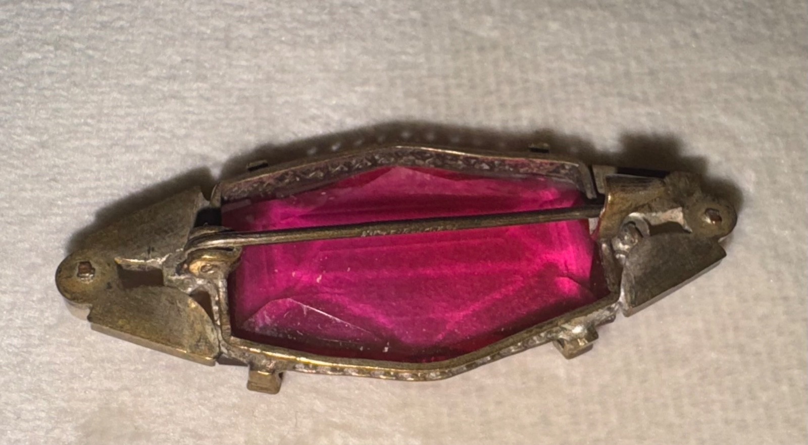 Signed Czechoslovakia Art Deco Ruby Red Bohemian … - image 8